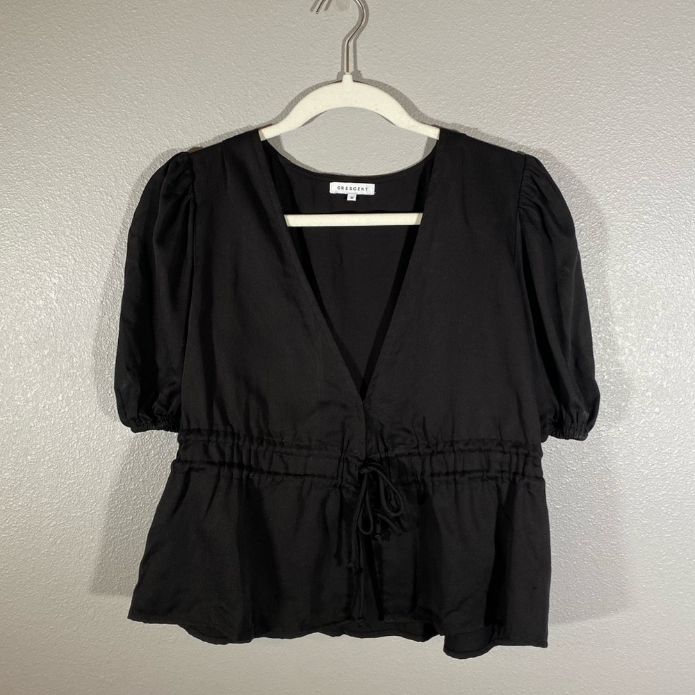 Black Singe Tie Blouse